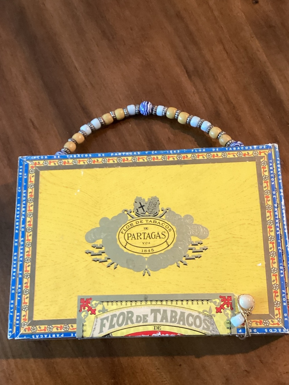 Partagas Yellow Box Handbag with Beaded Top Handle